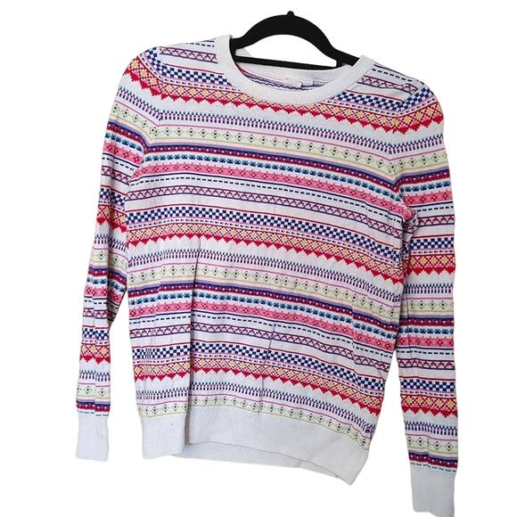 Gap Size Small S Winter Sweater Striped Pink Geometric Long Sleeve Christmas - Picture 1 of 9